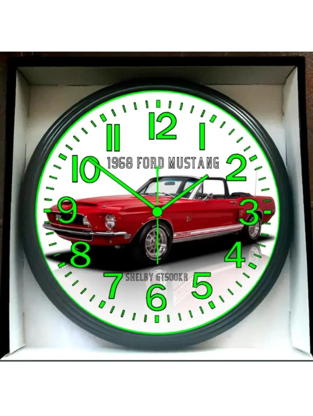 1968 Ford Mustang Shelby GT Glow In The Dark Wall Clock New!